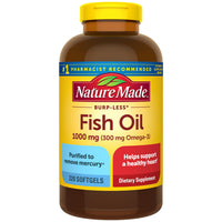 Thumbnail for Nature Made Burp Less Fish Oil Omega 3 Supplements, 1000mg Softgels, Omega 3 Fish Oil Supplements for Healthy Heart Support, 320 Softgels, 160 Day Supply