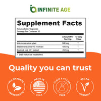 Thumbnail for INFINITE AGE 1250mg Sea Moss Advanced Superfood Capsules, 60 Count - High-Potency, Vegan, Made in The USA - Irish Seamoss, Bladderwrack, Burdock Root - Overall Health, Immunity Support