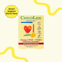 Thumbnail for CHILDLIFE ESSENTIALS Omega-3 DHA + Choline SoftChew Gummies for Kids - Omega 3 & DHA Gummies with Choline, Fish Oil for Babies, Toddlers & Children - Natural Passion Fruit, 27 Tablets