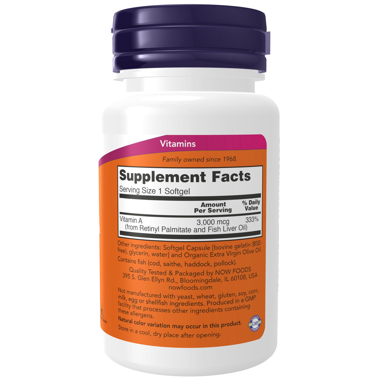 NOW Supplements, Vitamin A 10,000 IU, Eye Health*, Essential Nutrition, 100 Softgels