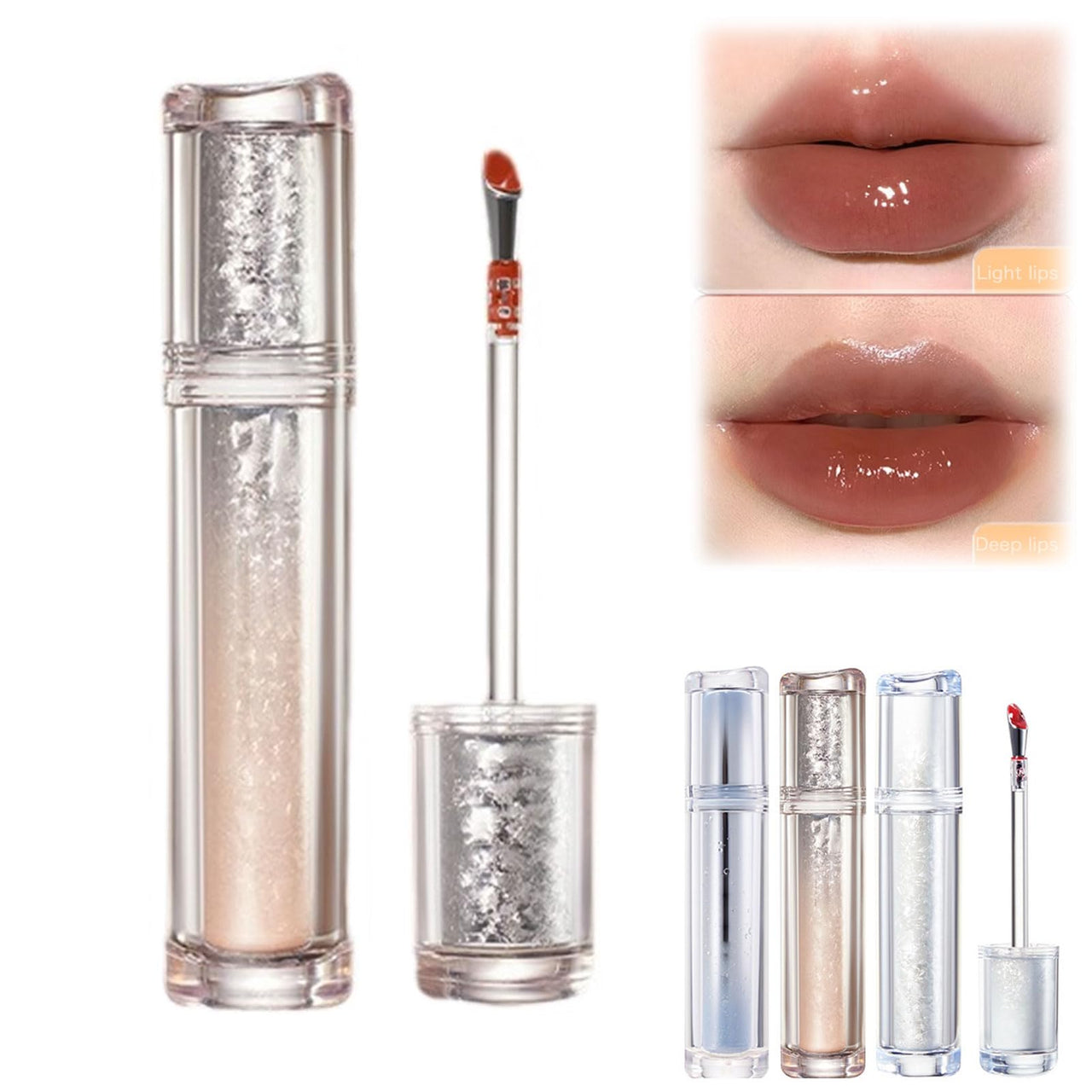 Ice Watery Lip Gloss, Mirror Tea Jelly Light Lip Glaze, Moisturizing Nonstick Liquid Lipstick (#06 Buckwheat Tea Color)