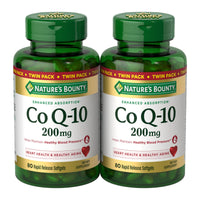 Thumbnail for Nature's Bounty CoQ10 200 mg Softgels, Heart Health & Cellular Energy Support, Twin Pack, 160 Rapid Release Softgels