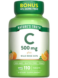 Thumbnail for Nature's Truth Vitamin C with Rose Hips 500 mg | 110 Tablets | Vegan, Non-GMO & Gluten Free Supplement