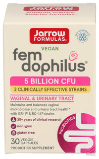 Thumbnail for Jarrow Formulas Fem-Dophilus - 5 Billion CFU Per Serving - Women's Probiotic Supplement - Urinary Tract & Vaginal Health - Up to 30 Servings (Veggie Caps)