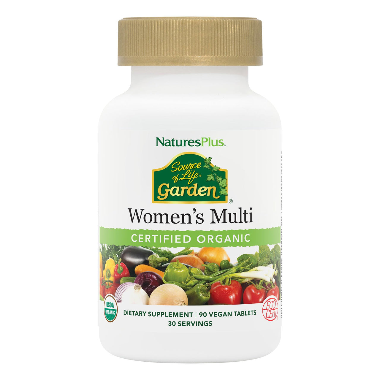 NaturesPlus Source of Life Garden Women’s Multivitamin - 90 Tablets - Supports Energy & Healthy Immune System - USDA Certified Organic, Non-GMO, Vegan, Gluten Free - 30 Servings