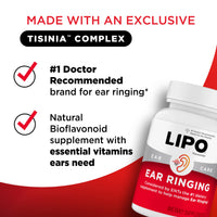 Thumbnail for Lipo Flavonoid Ear Ringing - Doctor-Recommended for Ringing Ears – Clinically Proven Lemon Bioflavonoid Complex with Vitamins C, B1, B2, B6, B12, & Calcium - 100 Caplets