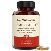 Thumbnail for Real Mushrooms RealClarity Capsules – Lion’s Mane, KSM-66 Ashwagandha, Rhodiola & Bacopa – Mental Sharpness, Alertness. & Adaptogenic Support – Vegan, Non-GMO – 60 Count Mushroom Supplement