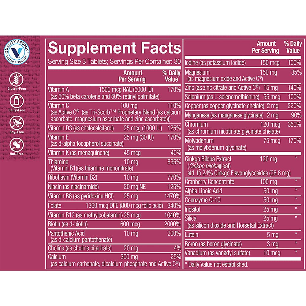 The Vitamin Shoppe Ultimate Woman 50+ Multivitamin - High Potency Daily Multi for Women Over 50, Energy & Immune Support (90 Tablets)