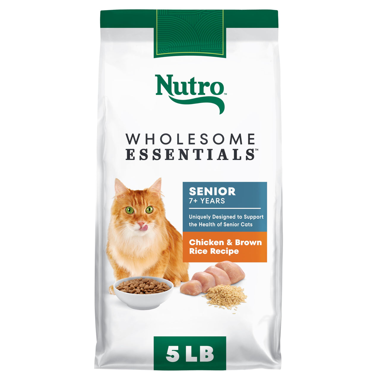 Nutro Wholesome Essentials Senior Dry Cat Food, Senior Cat Food Dry Chicken & Brown Rice Recipe, 5 lb. Bag