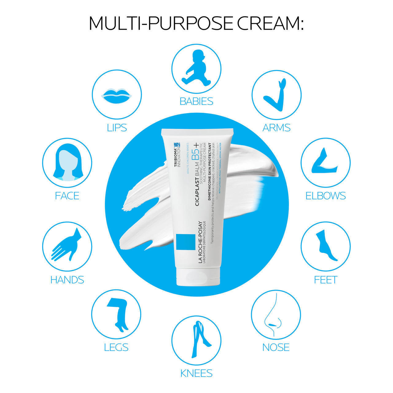 La Roche-Posay Cicaplast Balm B5 Skin Barrier Repair Cream with Centella Asiatica, Shea Butter & Panthenol | Multi-Purpose Healing Ointment for Dry, Irritated Skin | Face & Hand Balm, Baby Safe, 100ml