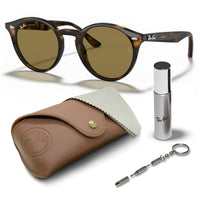 Thumbnail for Ray-Ban RB2180 Round Shaped Non-Polarized Sunglasses for Men & Women – Includes Official RAYBAN Eyewear Kit – Ideal Formal & Casual Wear Sunglasses – B-15 Brown Lens