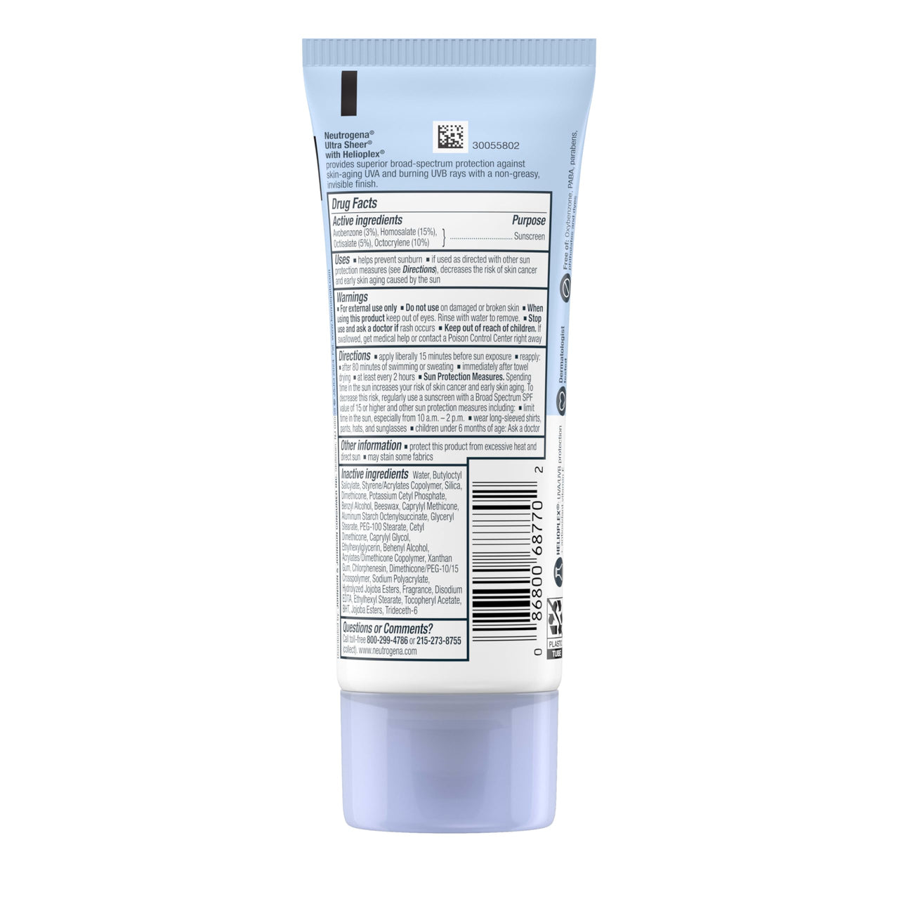 Neutrogena Ultra Sheer Dry-Touch Sunscreen Lotion SPF 70, Broad Spectrum, Water Resistant 80 Min, Oil-Free, Oxybenzone-Free, Non-Comedogenic, Matte Finish, Body Sunscreen, Travel Size 3 Fl Oz
