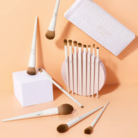Thumbnail for Jessup Makeup Brushes 14Pcs Makeup Brush Set Premium Synthetic Powder Foundation Contour Blush Concealer Eye Shadow Blending Liner Make Up Brush Kit Light Grey T329