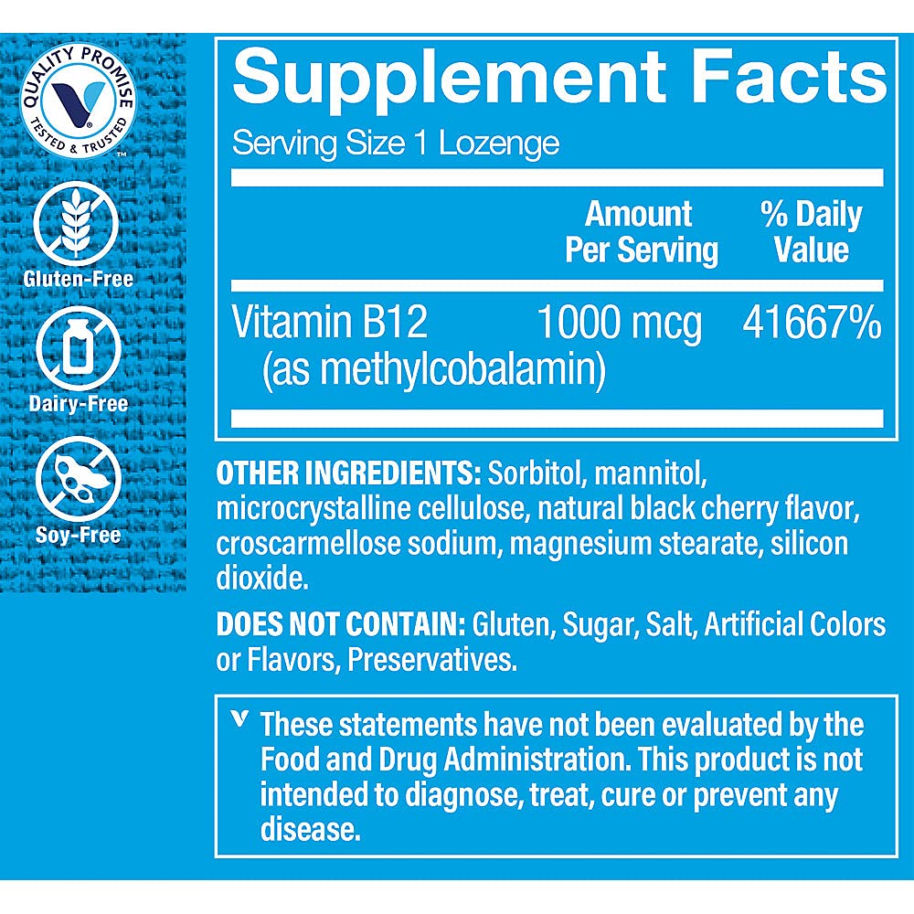 The Vitamin Shoppe Vitamin B12 1,000MCG - Energy Production, Nervous System & Red Blood Cell Support, Daily B Vitamin