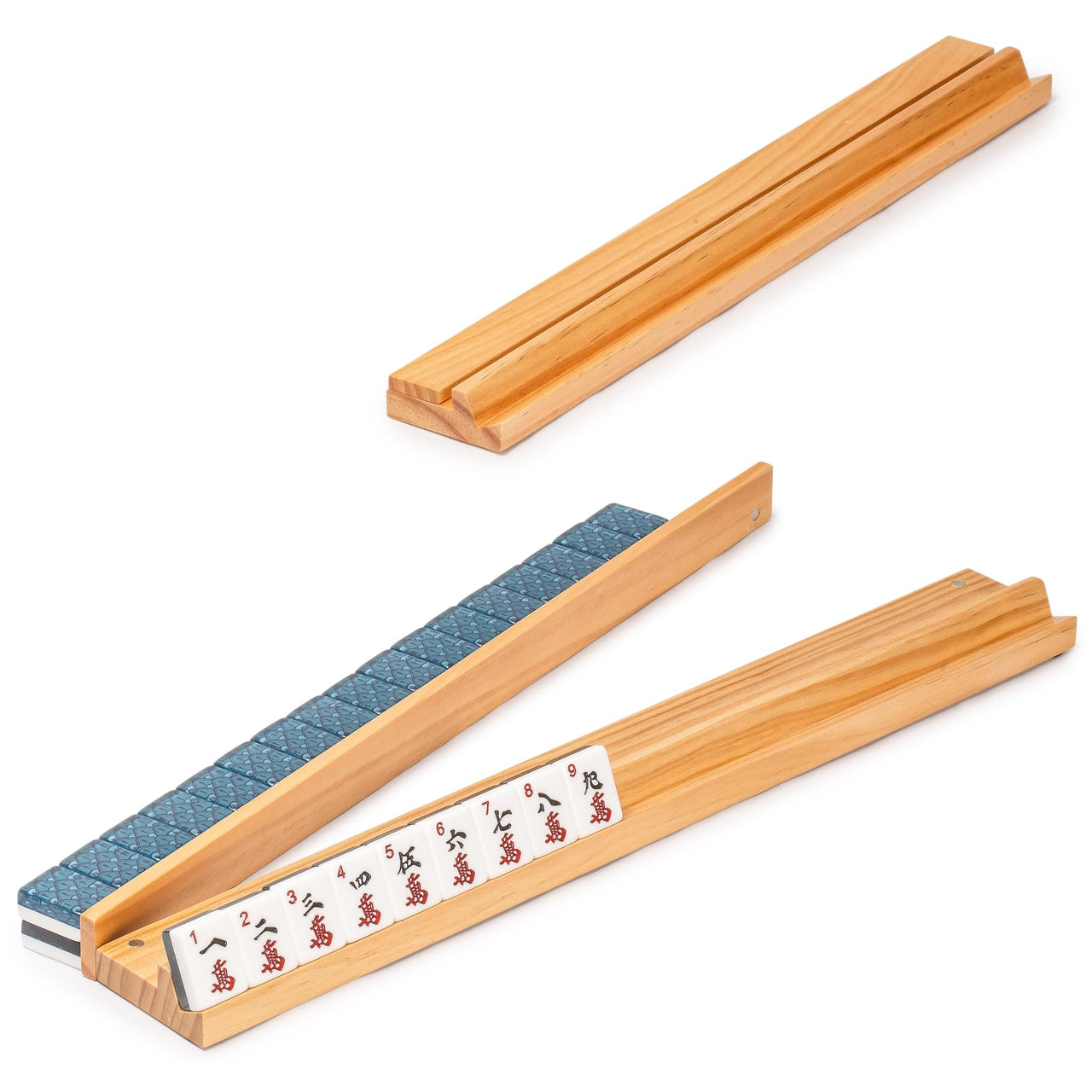 Yellow Mountain Imports American Mahjong Set, “Atlantica” with Fabric Case, 4 Wooden Pusher Racks, Wind Indicator, Dice & Wright Patterson Count Scoring Coins