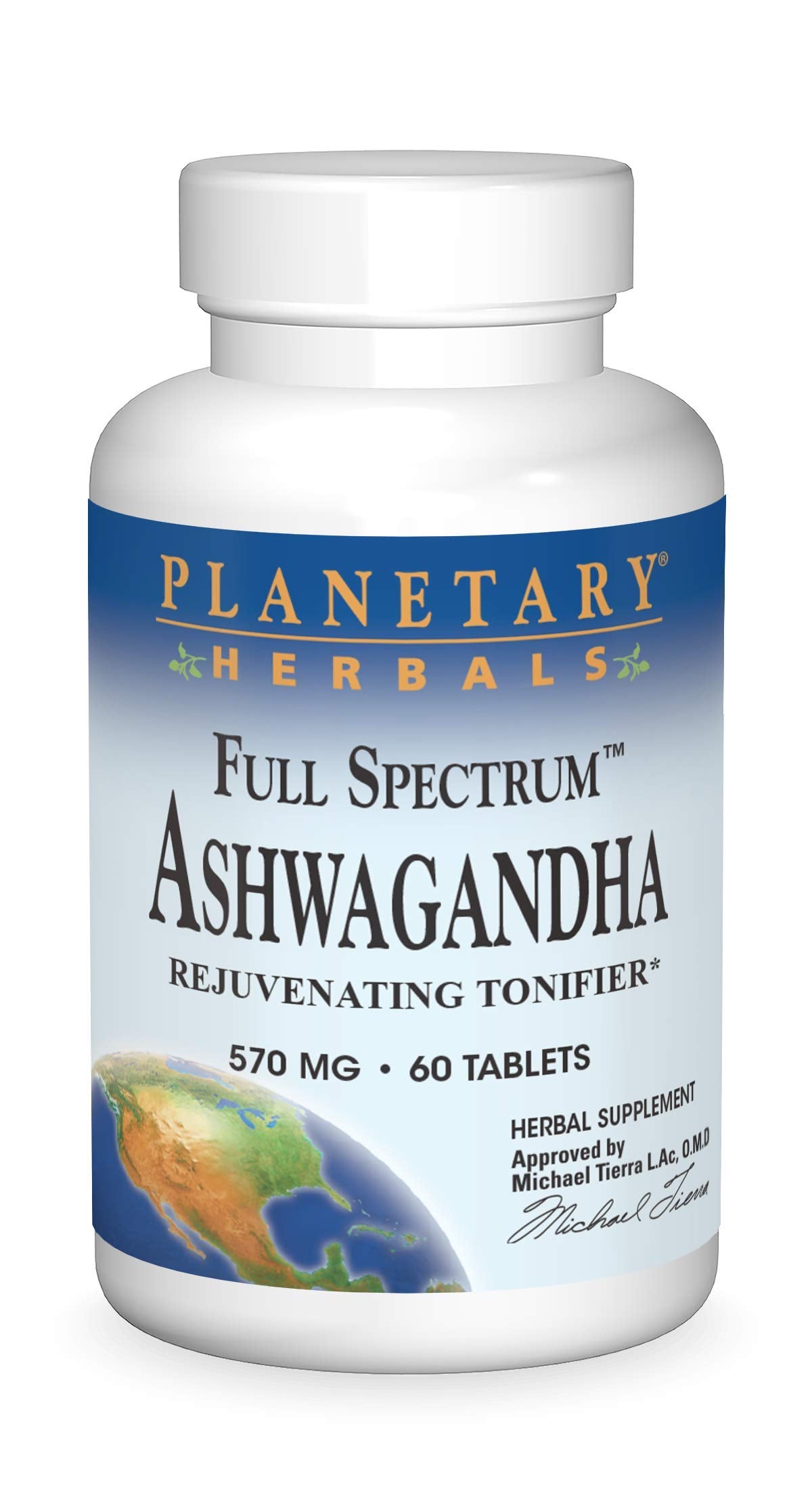 Planetary Herbals Ashwagandha, Full Spectrum 570 mg Rejuvenating Tonifier - 60 Tablets