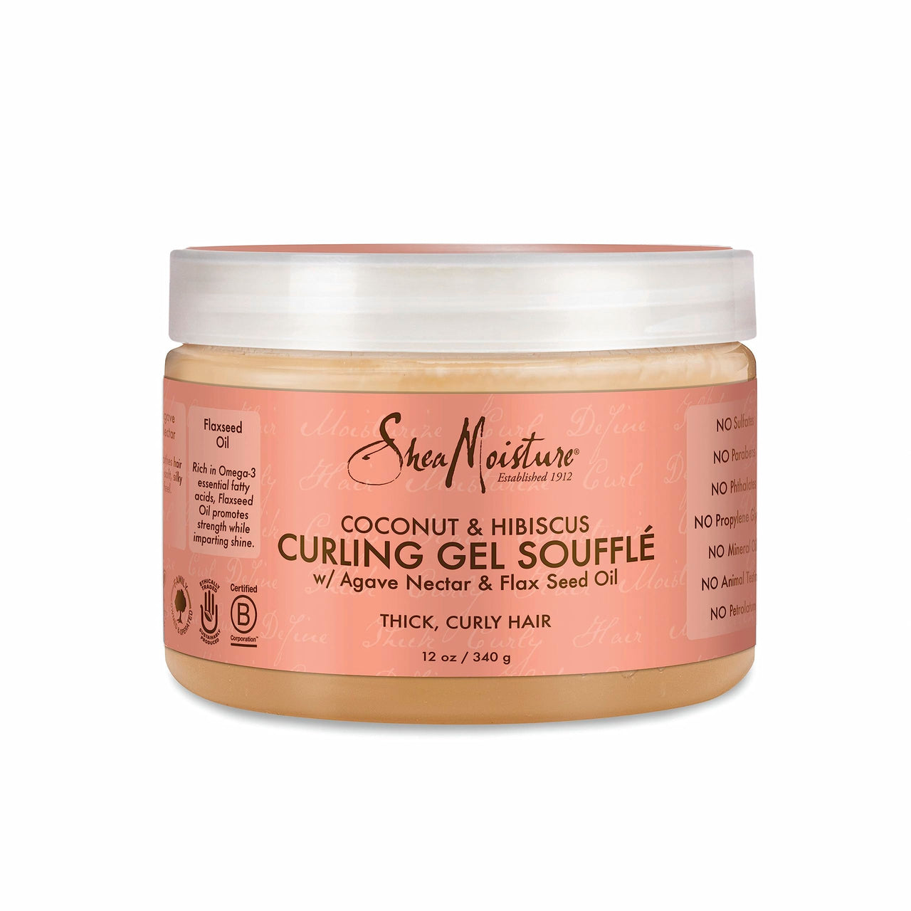 SheaMoisture Coconut Hibiscus Curling Gel Souffle and Mousse for Curly Frizz Control Styling 12 oz and 7.5 oz