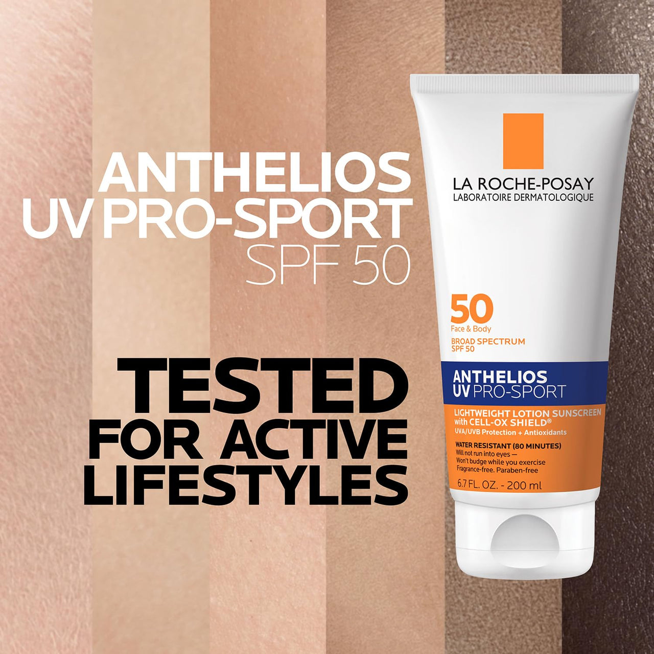 La Roche-Posay Anthelios UV Pro-Sport SPF 50 Sunscreen for Face & Body, Water & Sweat Resistant with Non-Drip Formula, Invisible Broad Spectrum Sunscreen Lotion, Lightweight & Breathable, 6.7 Fl Oz
