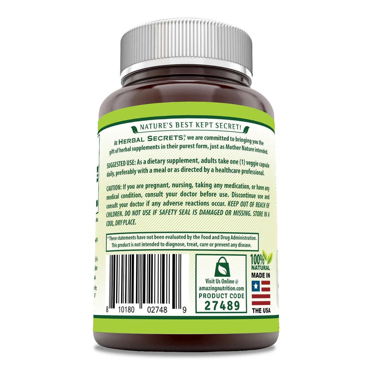 Herbal Secrets Amla Supplement | 500 Mg Per Serving | 120 Veggie Capsules | Made with Natural Amla | Supplement | Non-GMO | Gluten Free | Made in USA
