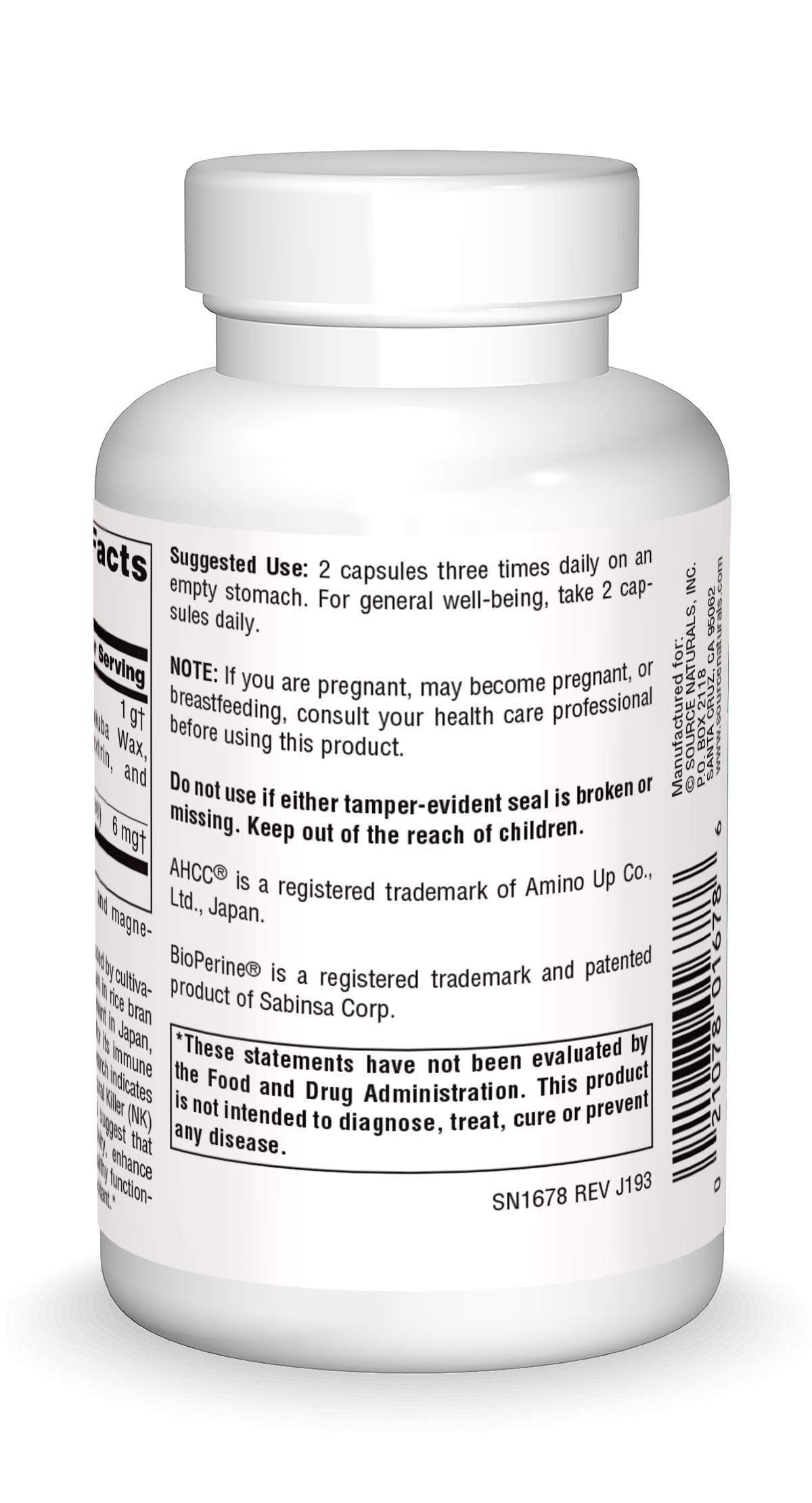 Source Naturals AHCC with Bioperine 500 mg - 60 Capsules
