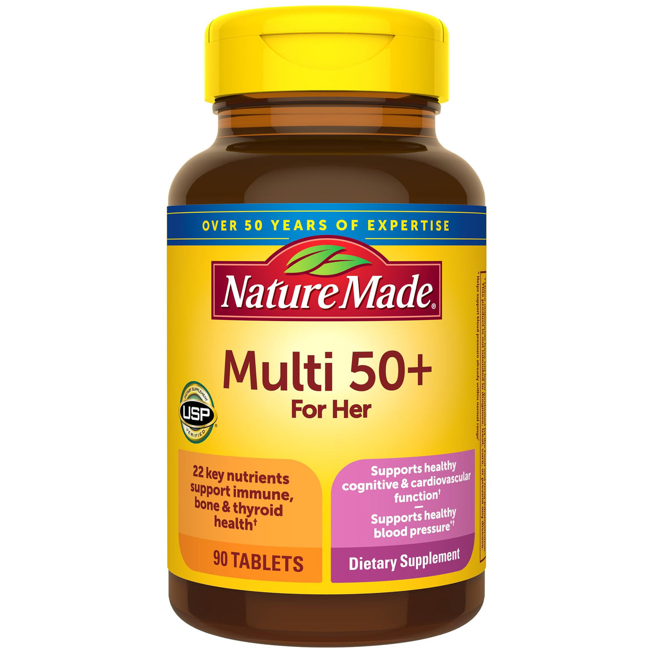 Nature Made Multivitamin For Women 50+ No Iron, Multivitamins for Women 50 Plus, Daily Nutritional Support, Nature Made Multi Vitamins, 90 Tablets, 90 Day Supply