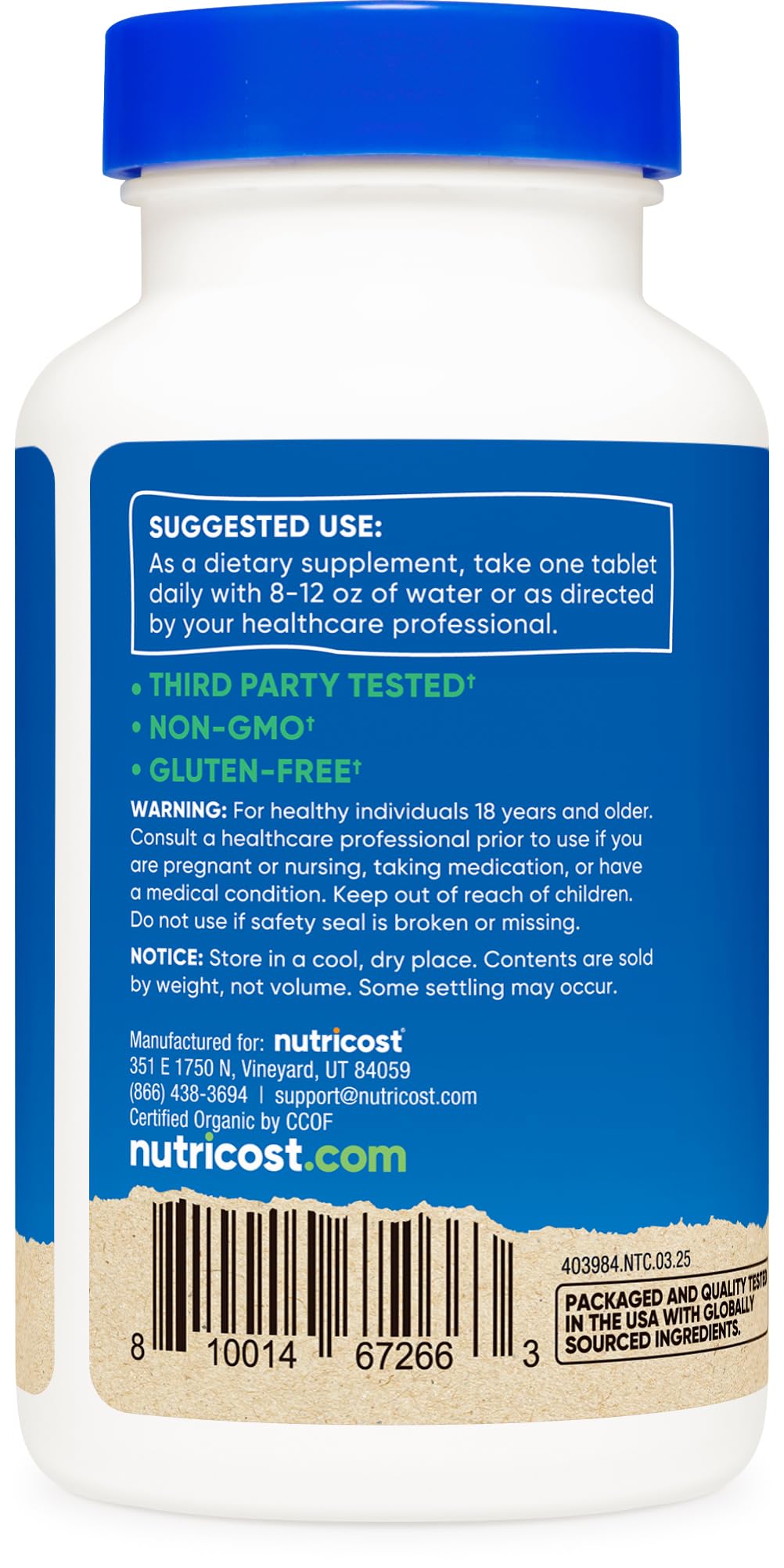 Nutricost Organic Spirulina 500mg, 240 Tablets - Gluten Free, Non-GMO