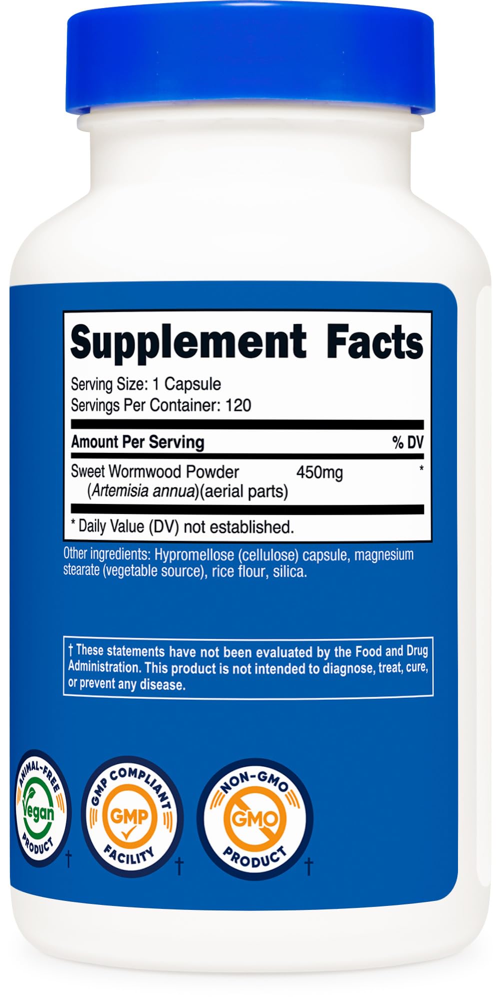 Nutricost Wormwood Capsules 450mg 120 Capsules - Vegetarian Caps, Gluten Free and Non-GMO