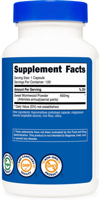 Thumbnail for Nutricost Wormwood Capsules 450mg 120 Capsules - Vegetarian Caps, Gluten Free and Non-GMO