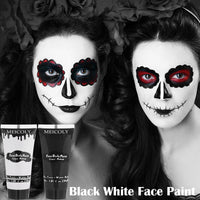 Thumbnail for MEICOLY Black White Face Body Paint with Sponges,Water Based Face Paint for Adults Kid,White Face Paint,Face Painting for Clown Makeup,Halloween SFX Skull Zombie Skeleton Mime Goth Makeup Corpse Paint