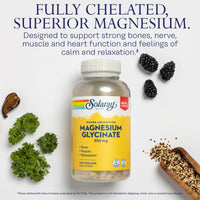 Thumbnail for Solaray Magnesium Glycinate, New & Improved Fully Chelated Bisglycinate with BioPerine, High Absorption Formula, Stress, Bones, Muscle & Relaxation Support, 60 Day Guarantee, 60 Servings, 240 VegCaps