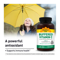 Thumbnail for Country Life Buffered Vitamin C 1000mg with Bioflavonoids, Calcium, Magnesium, Potassium - Immune Support, Vegan Capsules, Gluten-Free, Gentle on Stomach - 250 Tablets