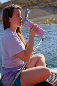 Thumbnail for STANLEY Quick Flip GO Water Bottle 24 oz | Push Button Lid | Leakproof and Packable for Travel and Sports | Insulated Stainless Steel | BPA-Free | Lilac 2.0