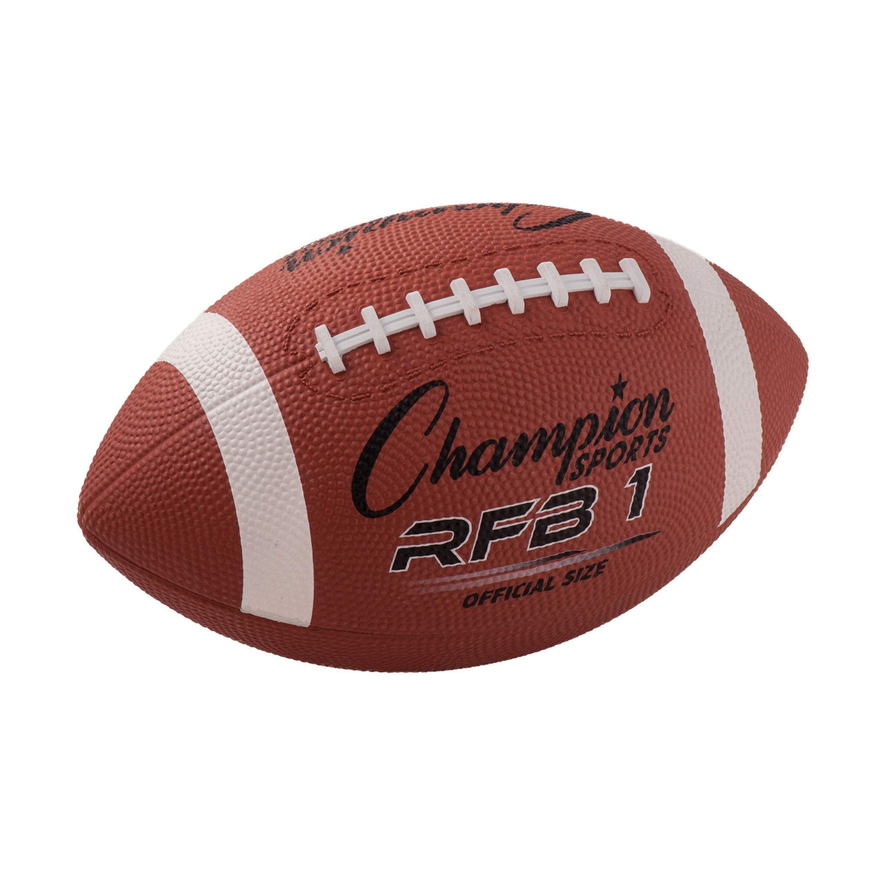 Champion Sports Rubber Football – Durable All-Weather Football with Enhanced Grip - Backyard Play & Training - Official Size