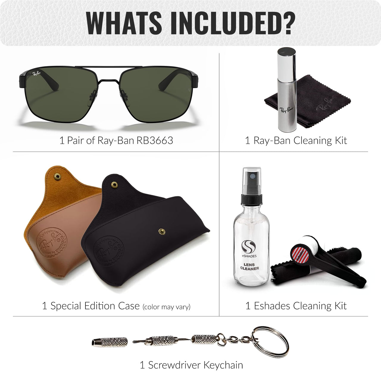 Ray-Ban RB3663 Square-Round Shaped Non-Polarized Sunglasses for Men – Includes Official RAYBAN Eyewear Kit – Ideal Formal & Casual Wear Sunglasses – G-15 Green Lens
