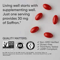 Thumbnail for Sports Research® Pure Saffron Supplement, 30 mg - Mood & Stress Support - Made w/Affron® Saffron Extract - Vegan Certified · Non-GMO · Gluten Free – 60 Veggie Softgels