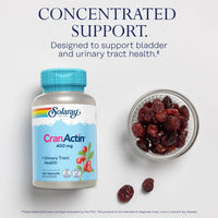 Thumbnail for SOLARAY CranActin Cranberry Extract 400 mg - Cranberry Supplements for Women and Men - Bladder and Urinary Tract Health Support with Vitamin C - Vegan, 60-Day Guarantee, 120 Servings, 120 VegCaps