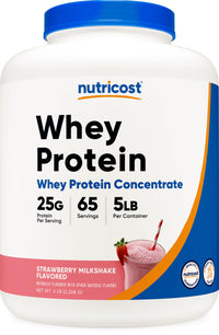Thumbnail for Nutricost Whey Protein Concentrate (Strawberry Milkshake) 5LBS - Gluten Free & GMO Free