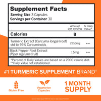 Thumbnail for Qunol Turmeric Curcumin 2250mg, Black Pepper Extract for Enhanced Absorption, Supports Healthy Inflammation Response and Joint Health, Dietary Supplement, Vegetarian Formula, 90 Capsules