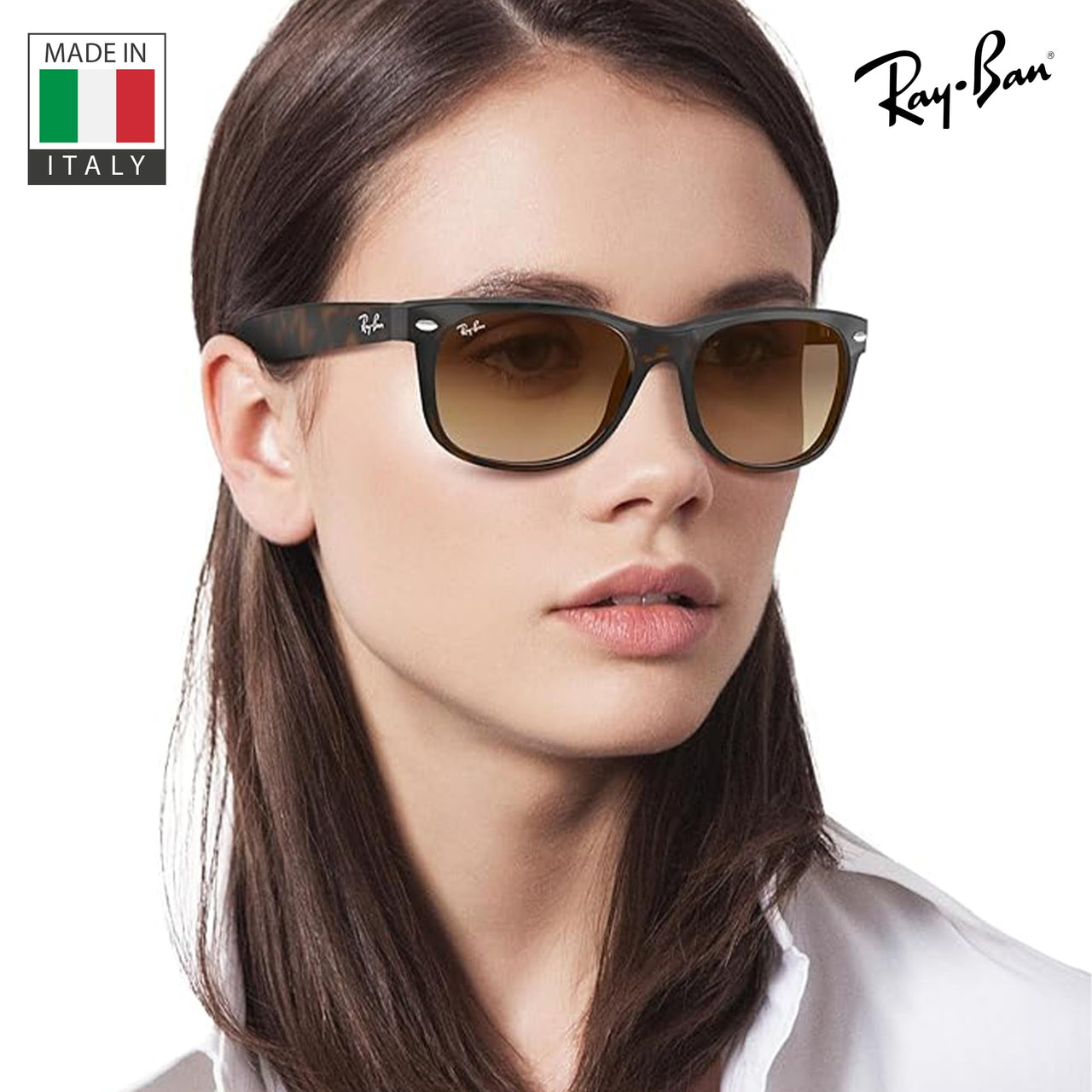 Ray-Ban RB2132 NEW WAYFARER CLASSIC Square Shaped Non-Polarized Sunglasses for Men & Women – Includes Official RAYBAN Eyewear Kit – Ideal Formal & Casual Wear Sunglasses – B-15 Brown Lens
