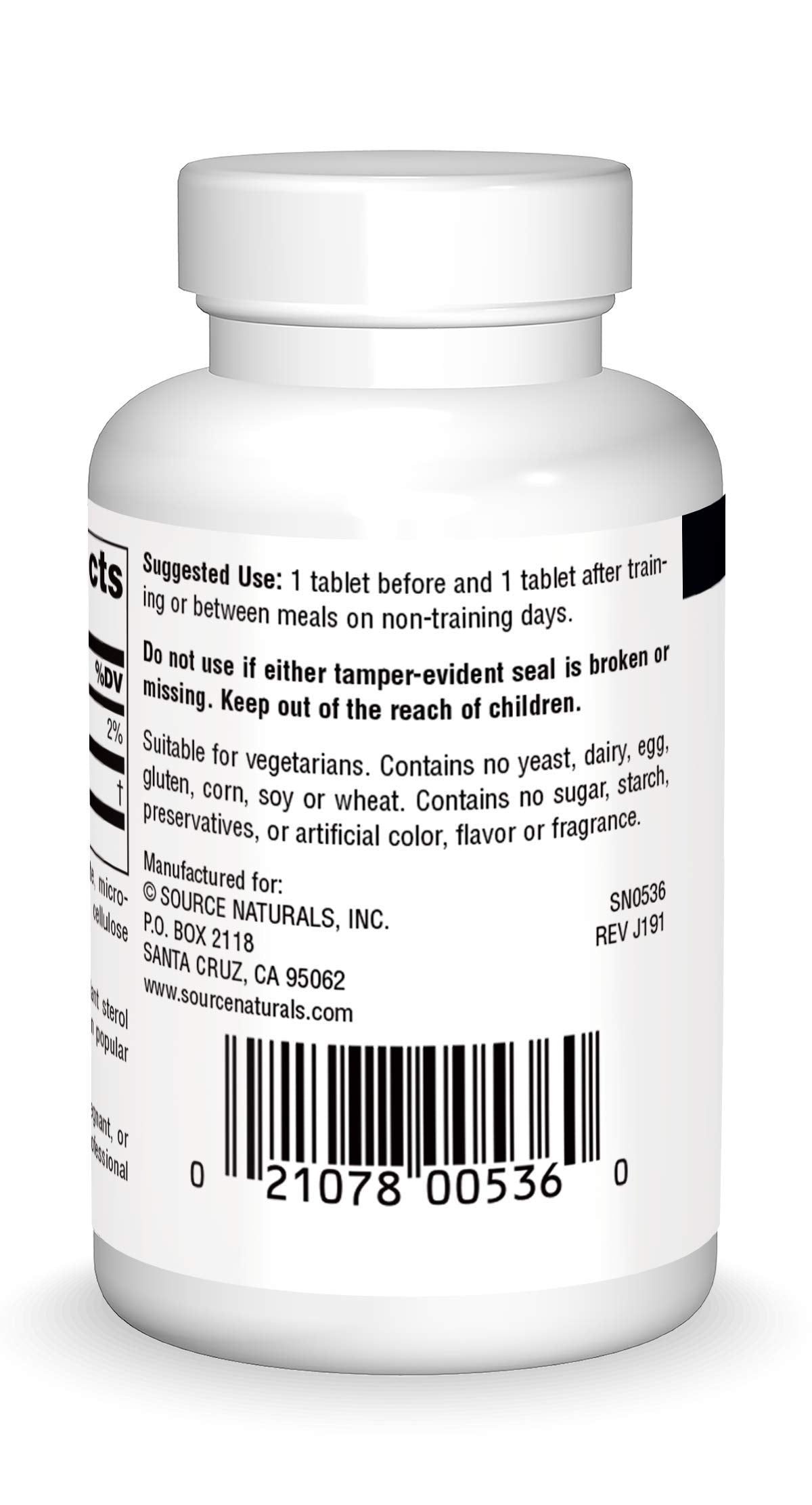 Source Naturals Gamma Oryzanol, Athletic Series Dietary Supplement Suitable for Vegetarians, 60 MG - 200 Tablets