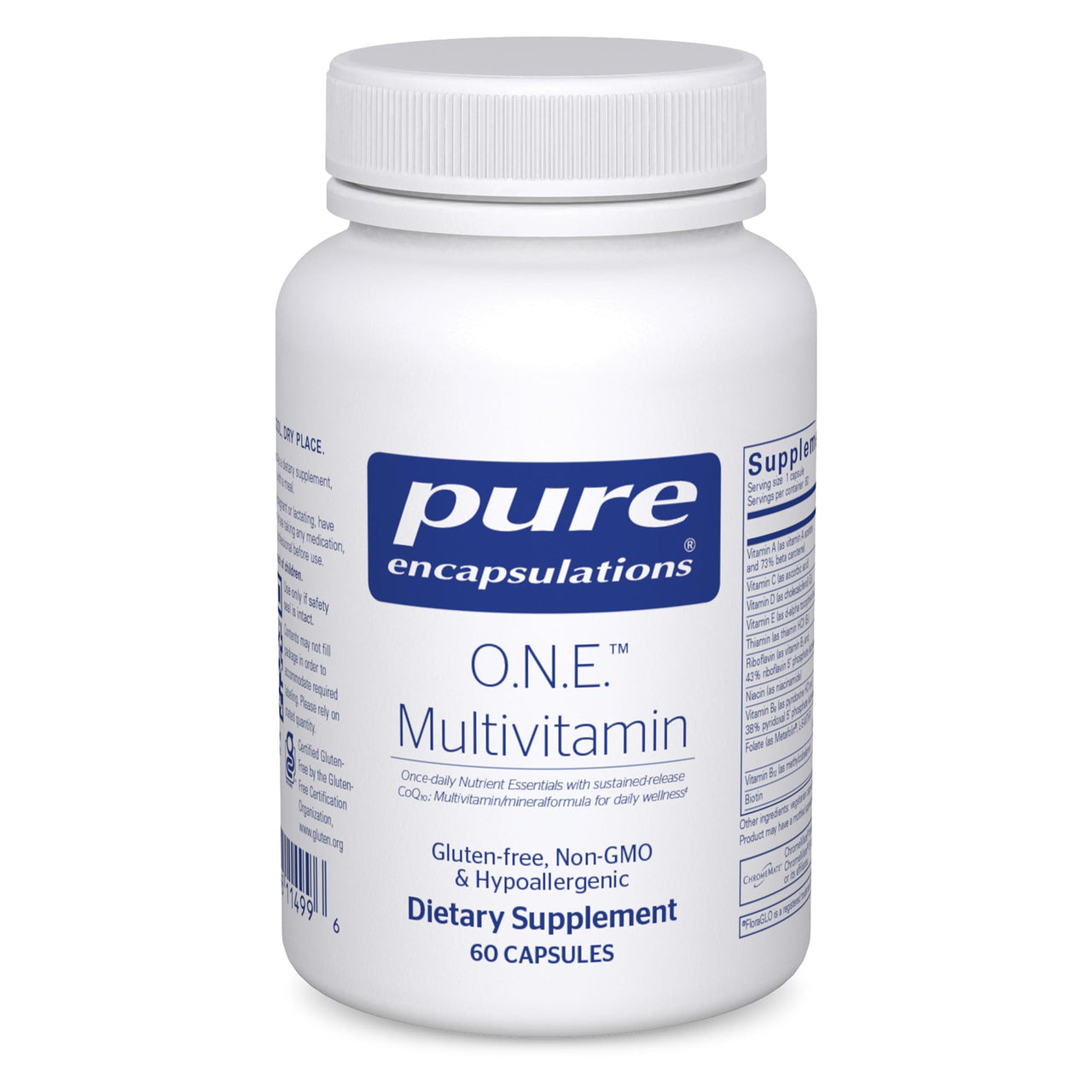 Pure Encapsulations O.N.E. Multivitamin - Once Daily Multivitamin with Antioxidant Complex Metafolin, CoQ10, and Lutein to Support Vision, Cognitive Function, and Cellular Health* - 60 Capsules