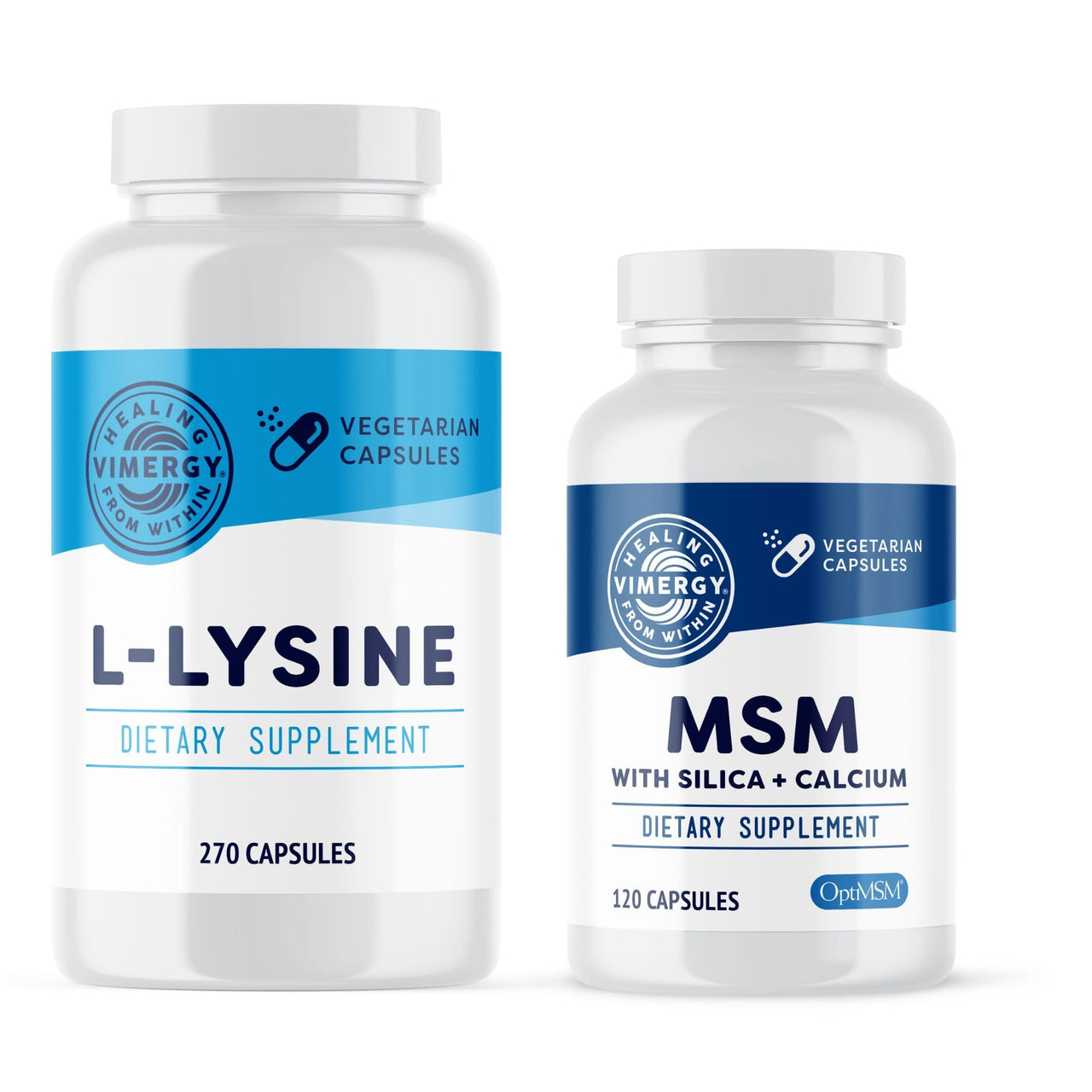 Vimergy L-Lysine (270 Capsules) & MSM (120 Capsules) Kit