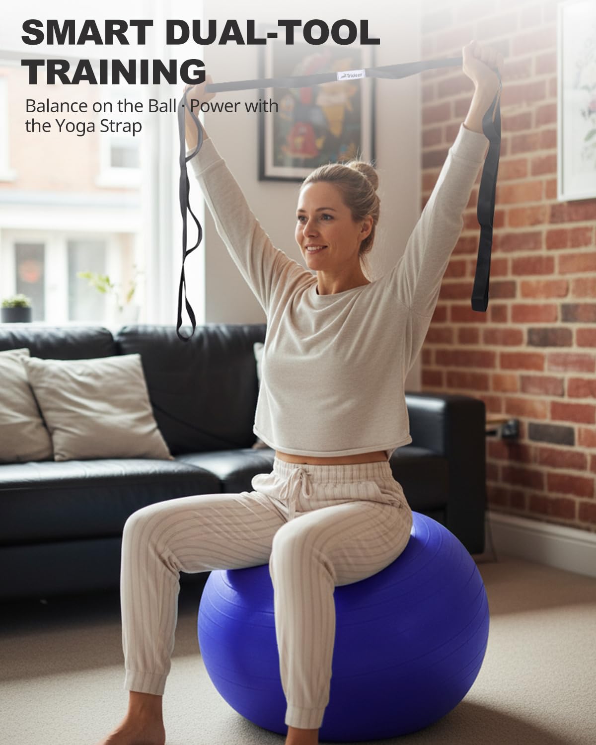 Trideer Yoga Ball for Exercise, Pregnancy & Birthing, 5 Sizes Exercise Ball for Physical Therapy, Stability, Fitness, Quick Pump Included