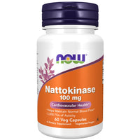 Thumbnail for NOW Supplements, Nattokinase 100 mg (from Non-GMO Soy) with 2,000 FUs of Activity, 60 Veg Capsules