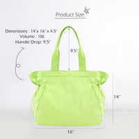 Thumbnail for ODODOS 18L Side-Cinch Shopper Bags Lightweight Shoulder Bag Tote Handbag for Shopping Workout Beach Travel, Lime Punch
