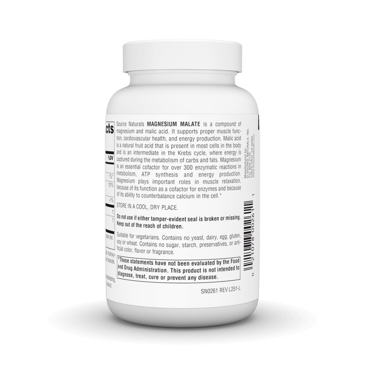 Source Naturals Magnesium Malate, Supports Muscles and Energy Production* - 3,750 mg per Serving - 90 Vegetarian Tablets