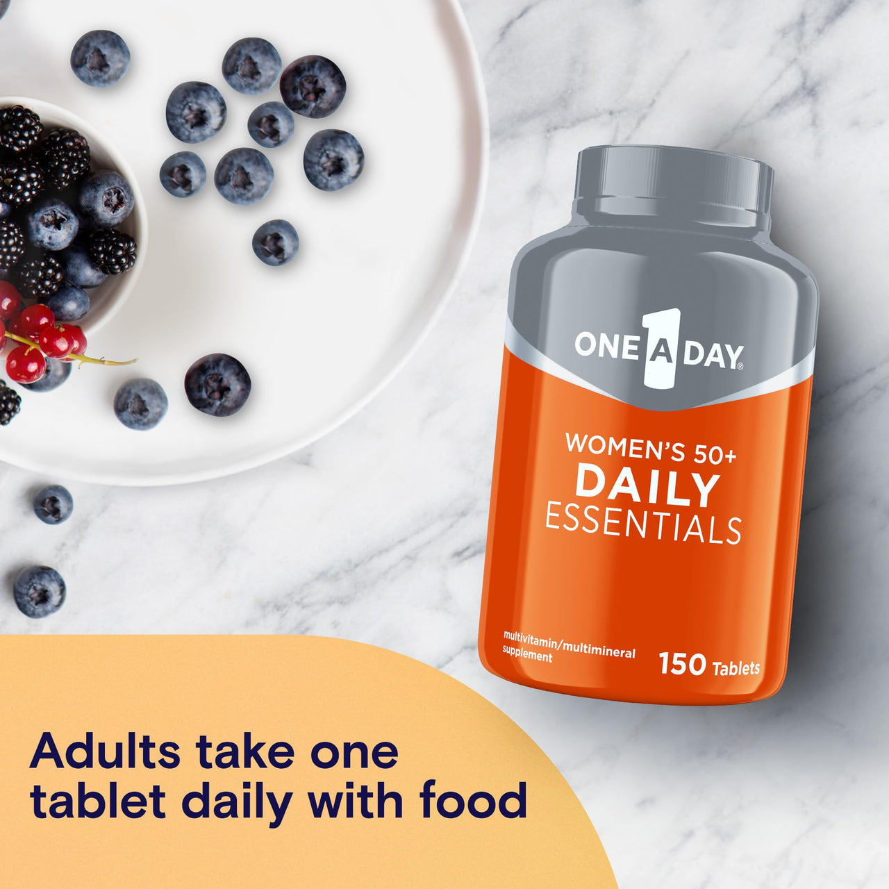 One A Day Multivitamin for Women 50+ Daily Essentials | Vitamins for Women 50 Plus to Support Eye, Immune Health & Physical Energy | Women's Multivitamin with Vitamin C & Vitamin D, 150 Count