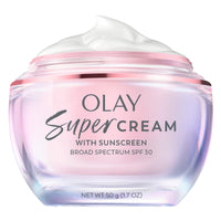 Thumbnail for Olay Super Cream with Sunscreen SPF 30, Lightweight Face Moisturizer with Sun Protection, 5-in-1 Skin Care Benefits - Hydrating, Brightening, Firming - Niacinamide, Vitamin C, Collagen Peptide, 1.7 oz