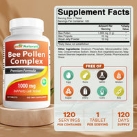Thumbnail for Best Naturals Bee Pollen Complex 1000 mg 120 Tablets