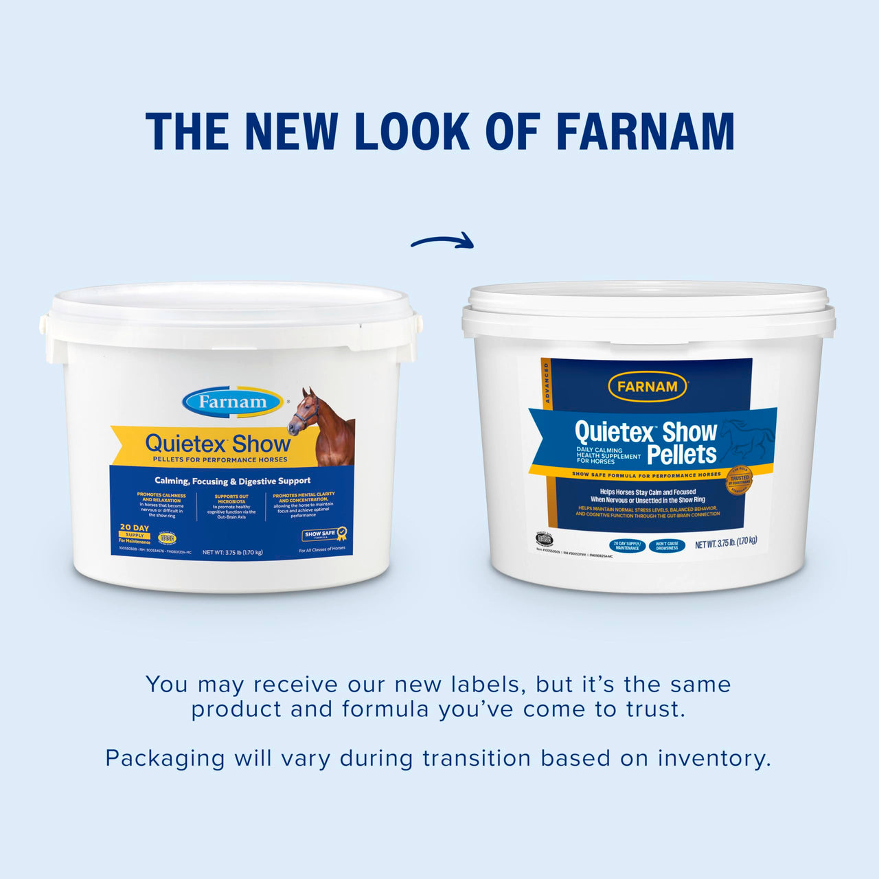 Farnam Quietex Show Pellets, Horse Calming Supplement and Focus Support, Show Safe Horse Calming Magnesium Supplement with Omega Fatty Acids, Helps Manage Behavior & Stress Relief for Horses, 3.75 lbs